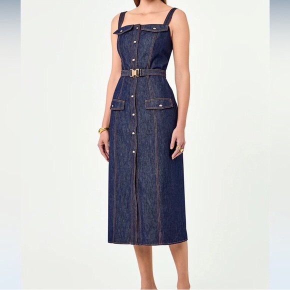 NICHOLAS Dresses & Skirts - Nicholas the Label Shea Denim Button-Front
Midi-Dress Size 8 NWT